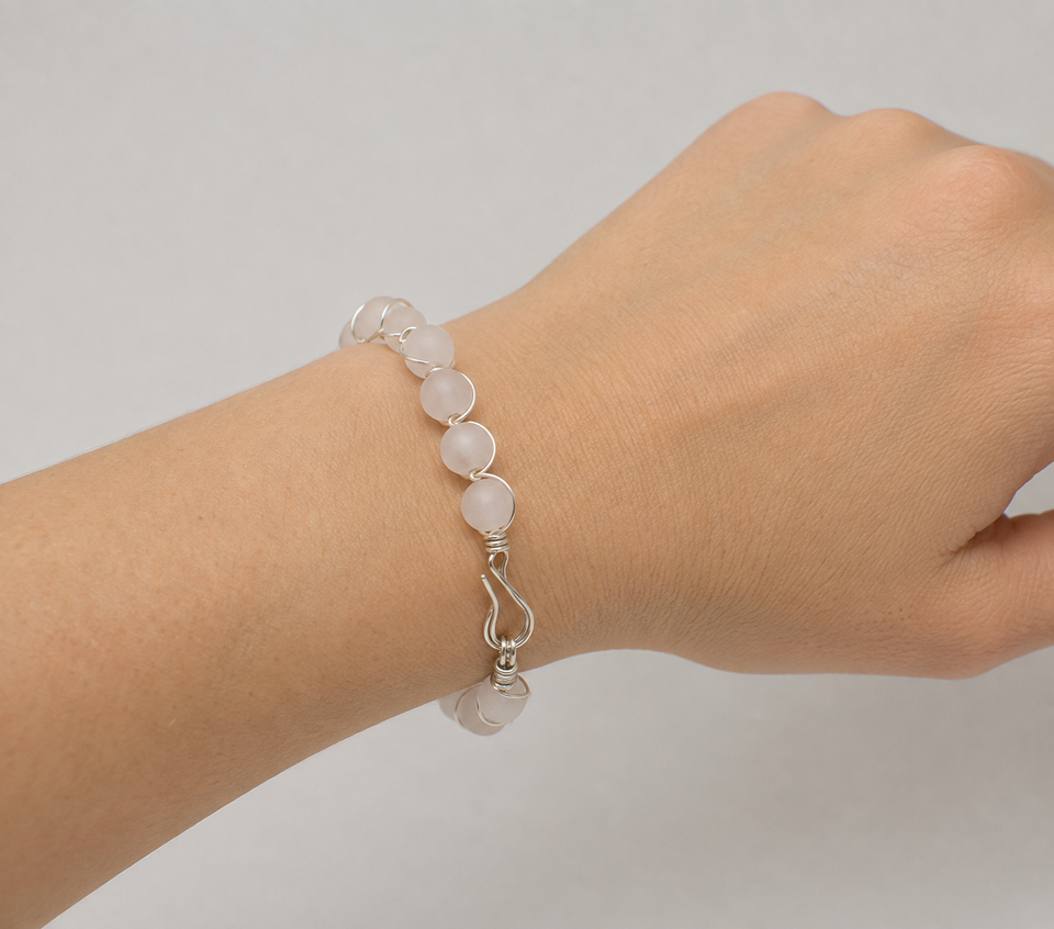 Be Like Mom & Dad, Child’s Spiral Rose Quartz Bangle Kel's Lampworked Glass Jewellery & More