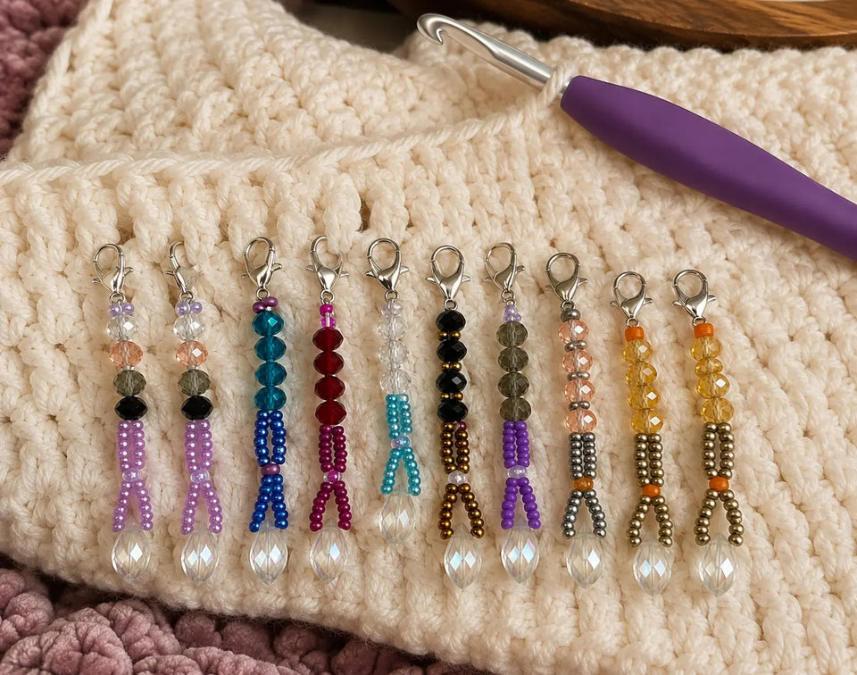 Beaded Stitch Markers – Set of 8 Kel’s Lampworked Glass Jewellery & More