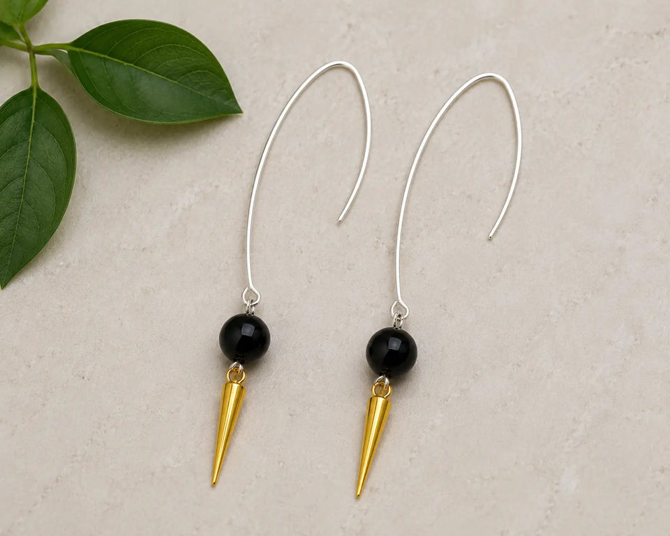 Black & Gold Dagger Earrings Kel’s Lampworked Glass Jewellery & More